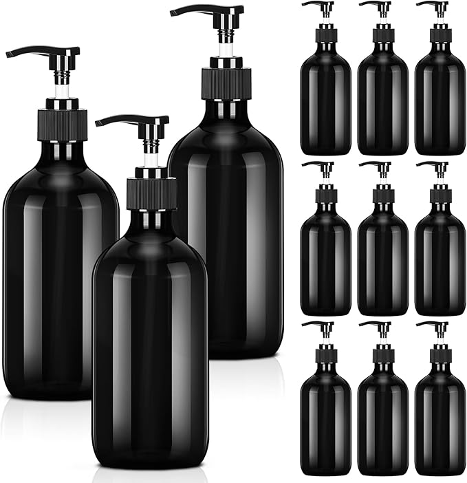 Tessco for you 12 Pack Black Soap Dispenser Empty Plastic Pump Bottles by Tessco