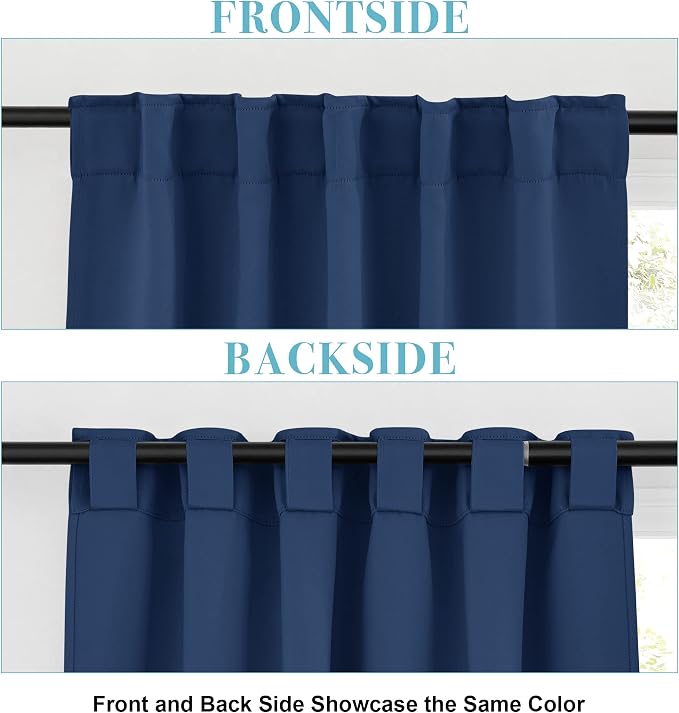 RYB HOME Blackout Kitchen Curtains, Thermal Insulated Back Tabs Window Curtain - Image 3