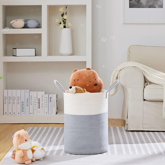 VIPOSCO Large Laundry Hamper, Tall Woven Rope Storage Basket - Image 2