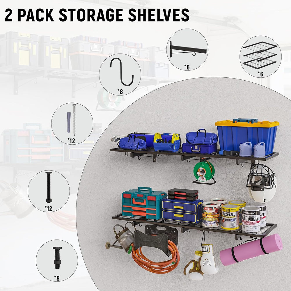 2 Pack Garage Wall Shelves, 46"X 12.5" Garage Shelving Wall Mounted...