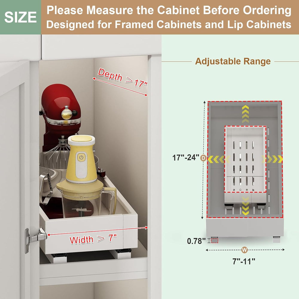 Fokyfok Pull out Cabinet Organizer,7"-11"W,17"-24"D,Expan...