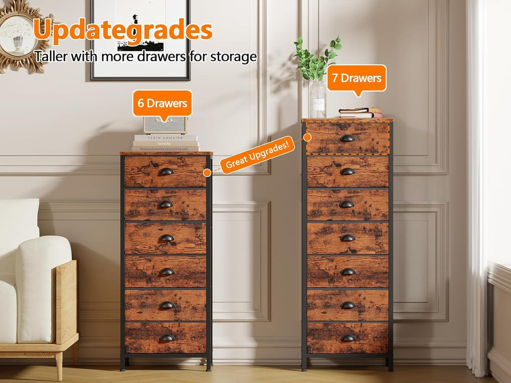 Furnulem Dresser for Bedroom, 7 Drawers Tall Chest of Drawers