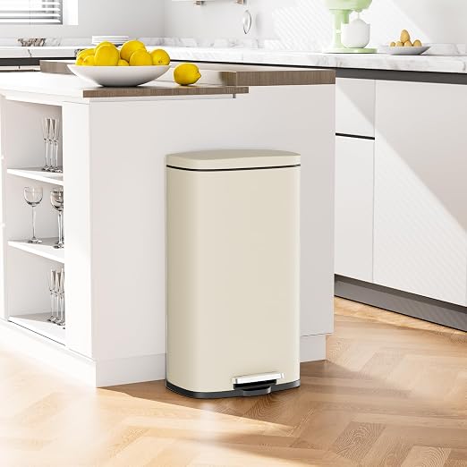 Arlopu 13.2+1.3 Gallon Step Trash Can, Stainless Steel Garbage Bin, Soft-Close - Image 5