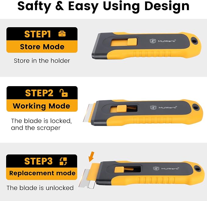 MulWark Razor Blade Scraper, 2 Pack Razor Scraper Tool - Image 5