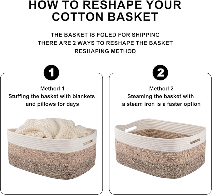 Large Storage Basket for Organizing, Woven Rope Basket for Shelves, Closet - Image 8