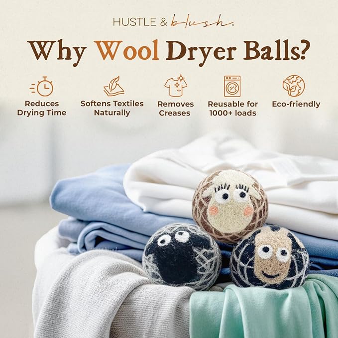 Fluff Ewes Wool Dryer Balls 3 Pack Premium New Zealand Wool Laundry Balls - Image 2