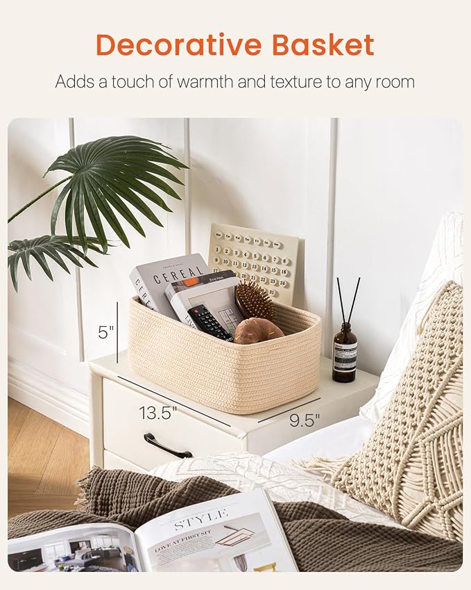 Small Woven Basket, 13.5 x 9.5 x 5 Inches, Storage Basket - Image 2