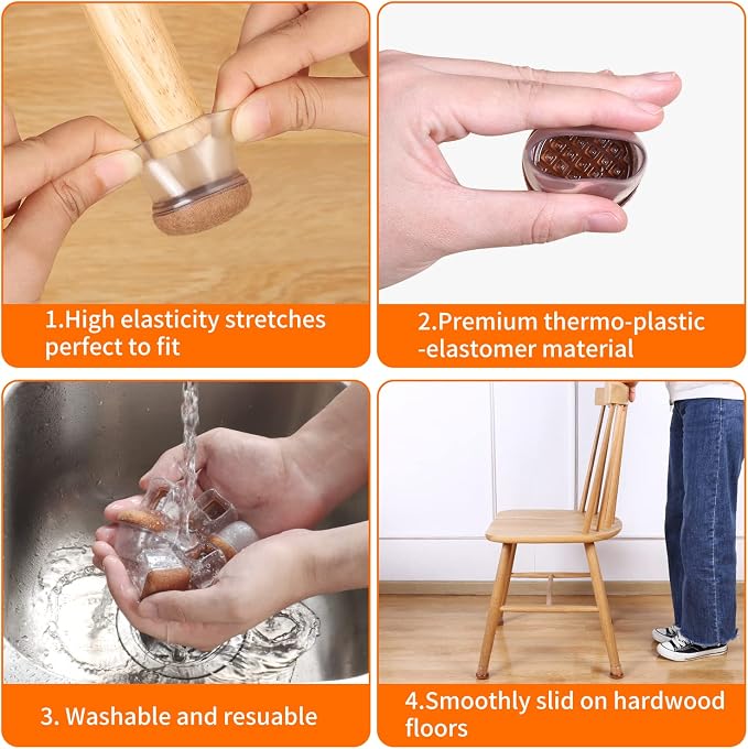 Ezprotekt 24 Pcs Clear Chair Leg Floor Protectors - Image 4