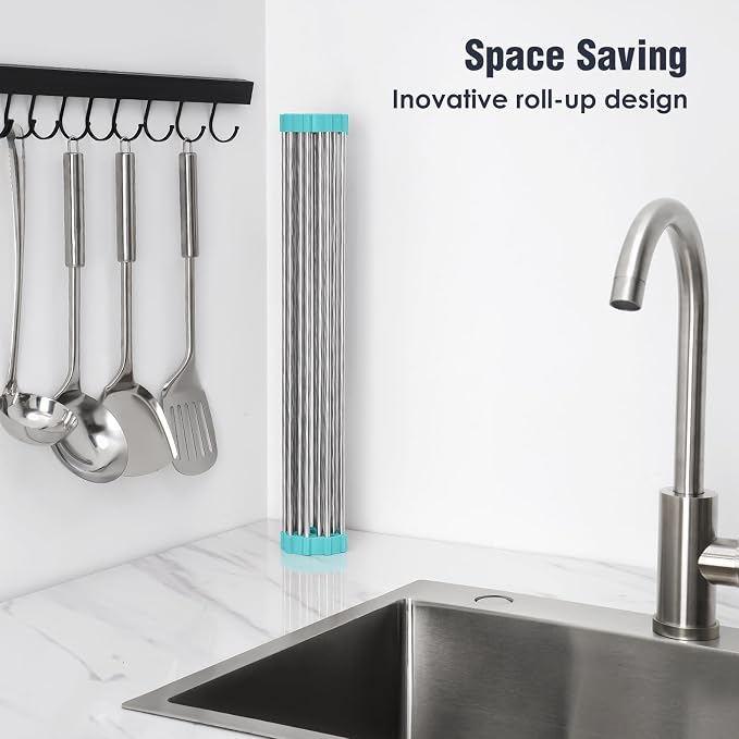 Tomorotec 17.7" x 12.5" Roll Up Dish Drying Rack Over Sink Drying Rack Sink - Image 3