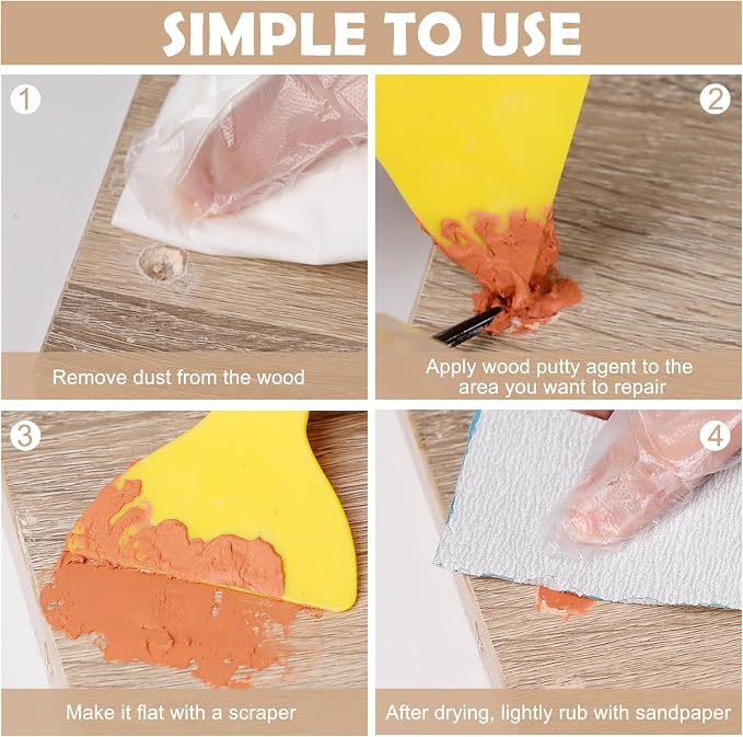 SEISSO Wood Putty, Mahogany Wood Filler Paintable, Wood Putty Outdoor Waterproof - Image 4
