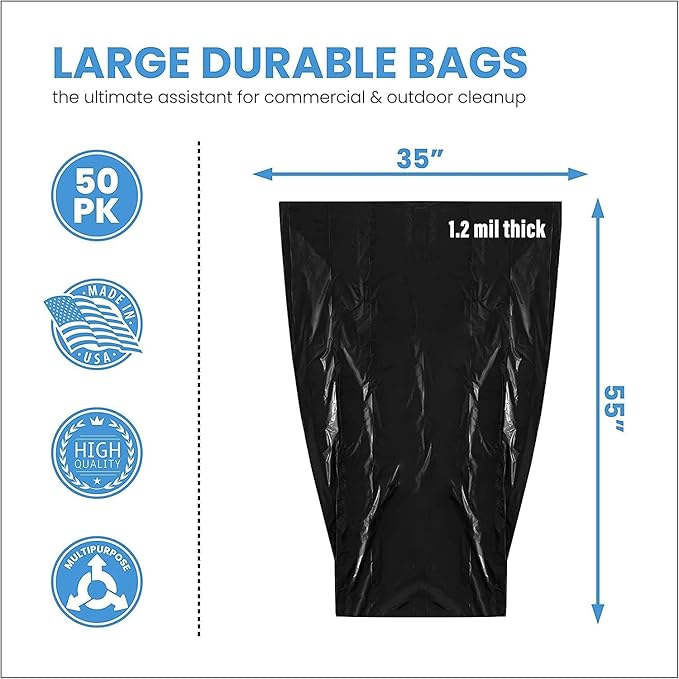 ToughBag 55 Gallon Trash Bags, 55-60 Gallon Trash Bags Heavy Duty - Image 2