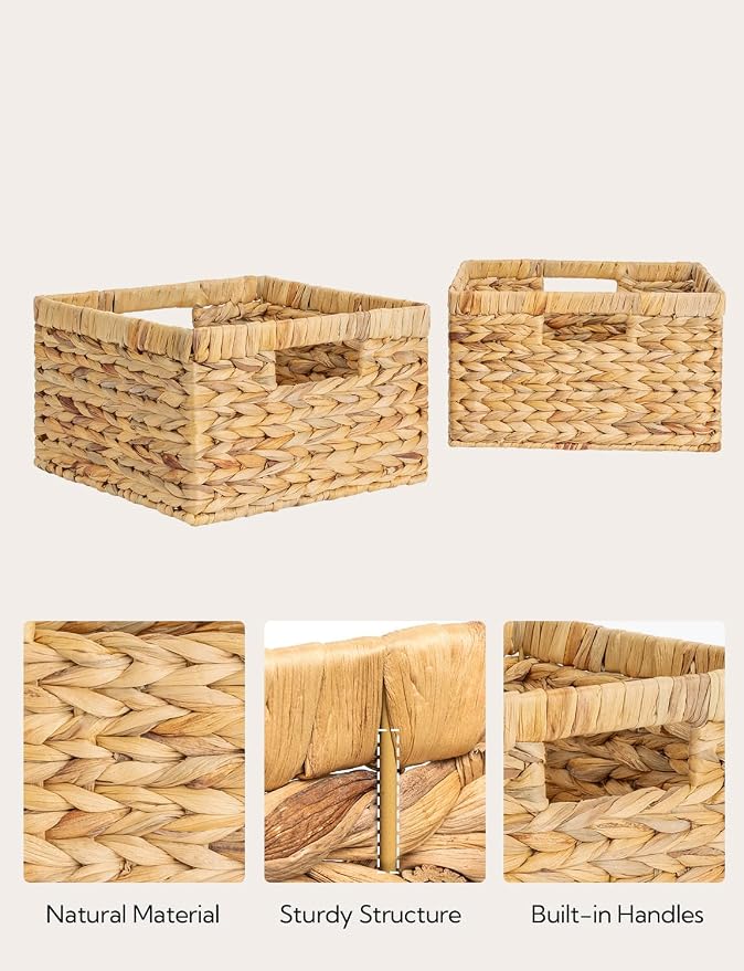 StorageWorks Wicker Storage Basket, Large and Small Baskets, Water Hyacinth - Image 3