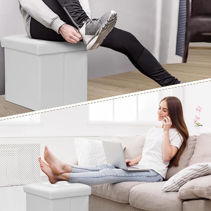 Athena Collection 15" Storage Ottoman Bench Folding Bench - Image 7