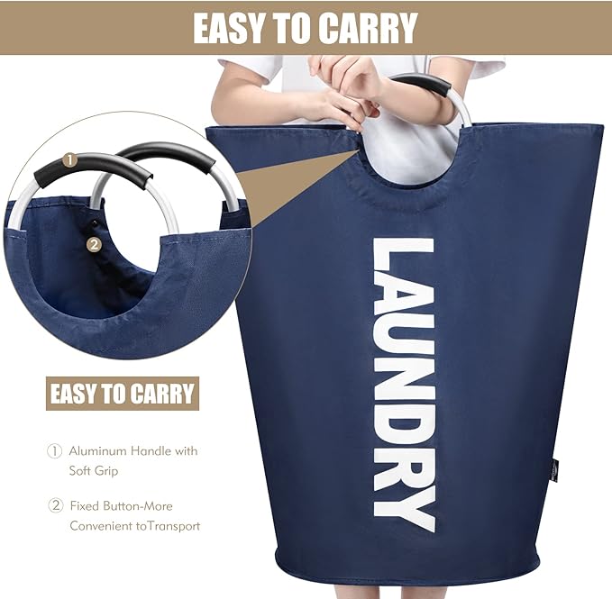 DOKEHOM 90L Large Laundry Basket, Collapsible Laundry Bag, Freestanding Tall - Image 5