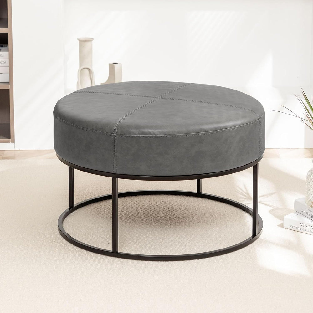 BALLIAA Modern Round Coffee Table, Farmhouse Ottoman for Living Room, Large V...