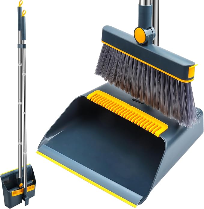 Long-Handled Broom and Dustpan Set, Windproof Broom Combination, 180-degree by Unknown