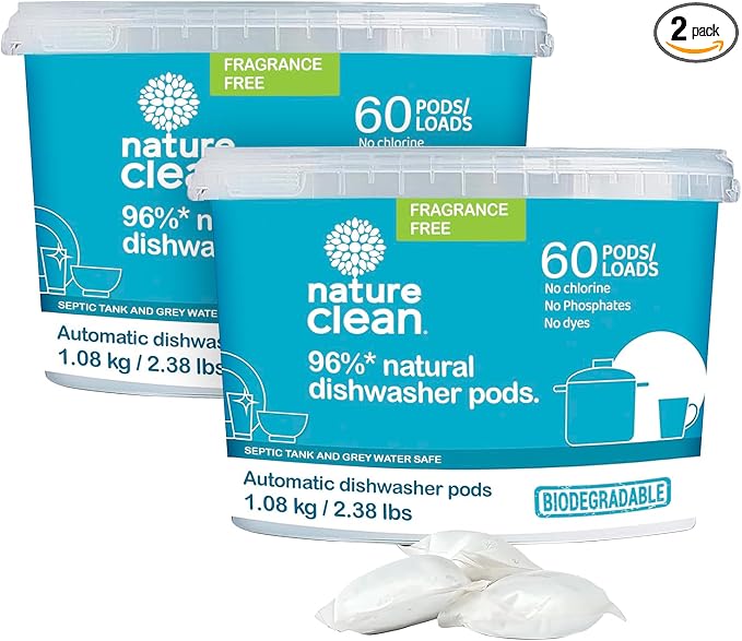Nature Clean All Natural Dishwasher Pods, Plant-Based Non Toxic Dishwasher by NatureClean