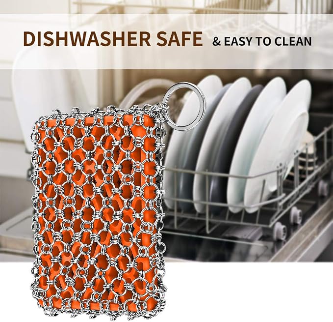 Most Flexible Cast Iron Scrubber, 316L Cast Iron Cleaner Chainmail Scrubber - Image 6