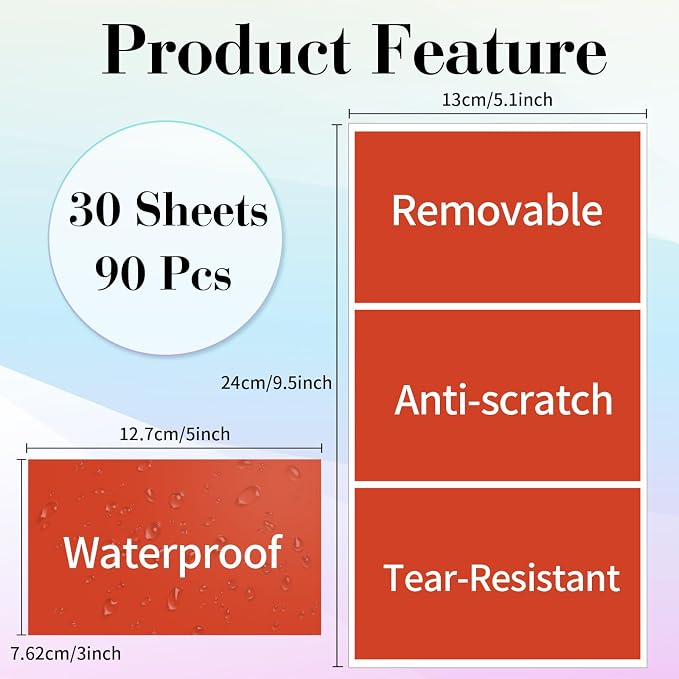 STARLIBOO Removable Colored Labels Stickers, 3X5 Inch Removable Large Label - Image 2