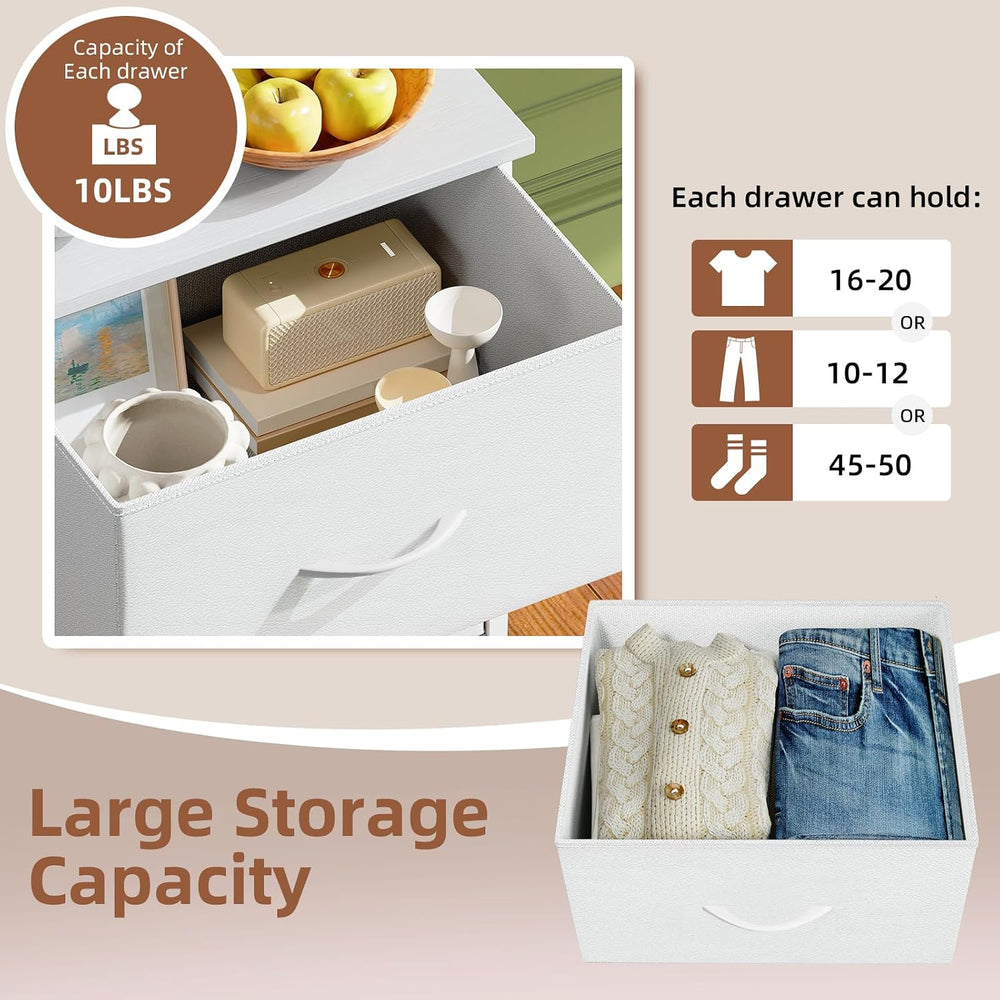Somdot Tall Dresser for Bedroom, 5 Drawer Storage Cabinet, White