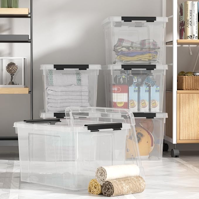 4-Pack 50 Quart Large Clear Storage Box, Plastic Storage Latch Bin - Image 5