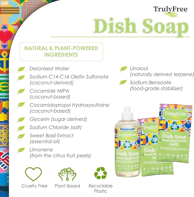 Truly Free Natural Concentrated Dish Detergent Dishwashing Liquid | Plant-Based - Image 4