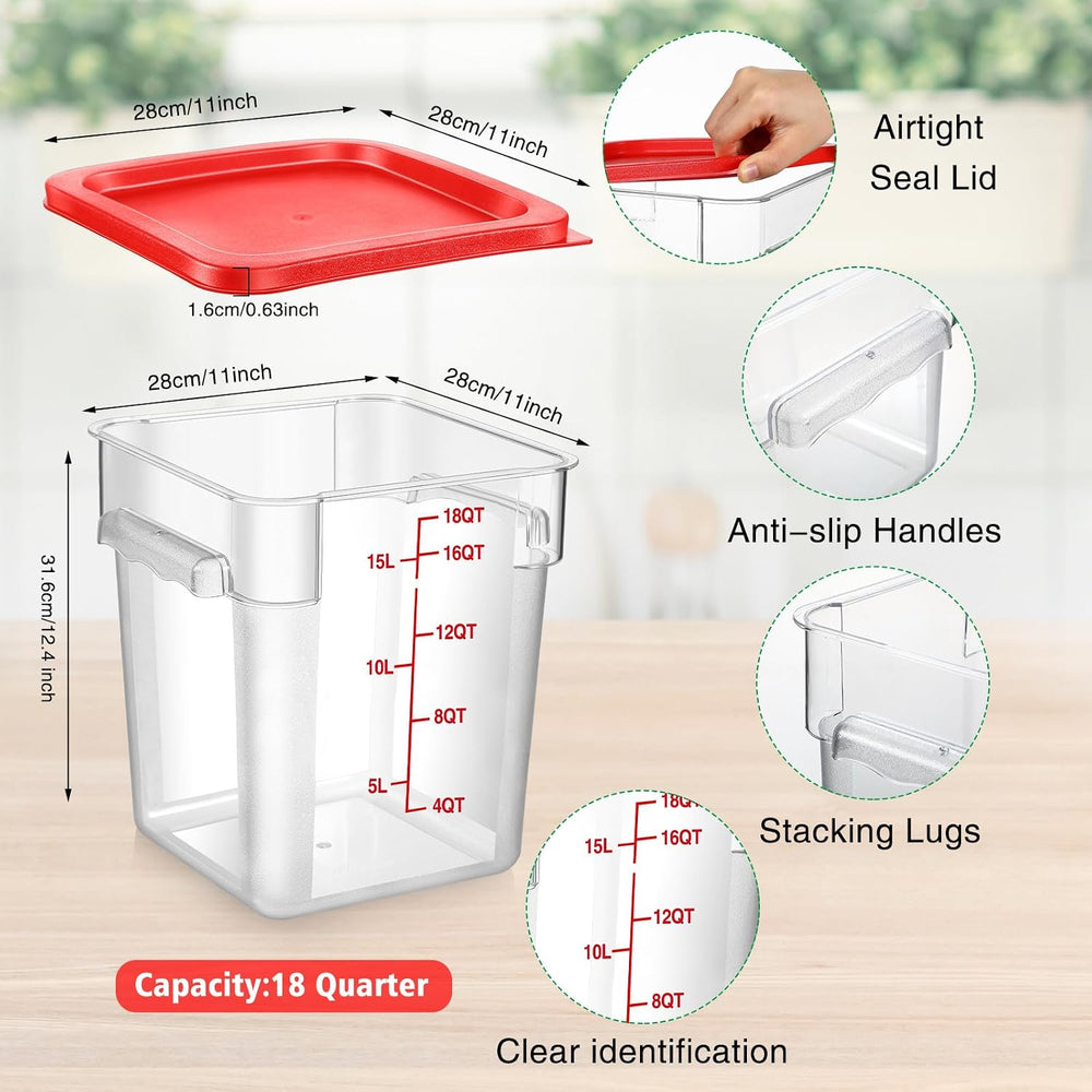 Suclain 2 Pcs Square Food Storage Container Polycarbonate Clear Food Containe...