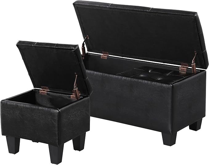 Storage Ottoman Set of 3, for Living Room Couch, End of Bed by TASSULLO