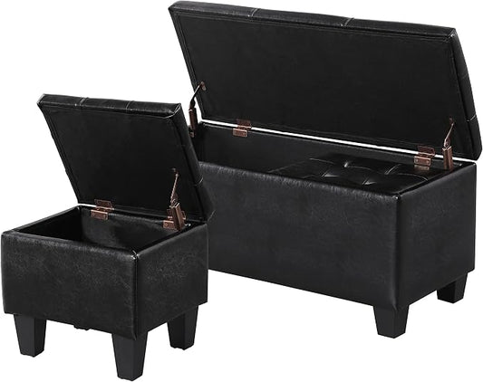 Storage Ottoman Set of 3, for Living Room Couch, End of Bed by TASSULLO