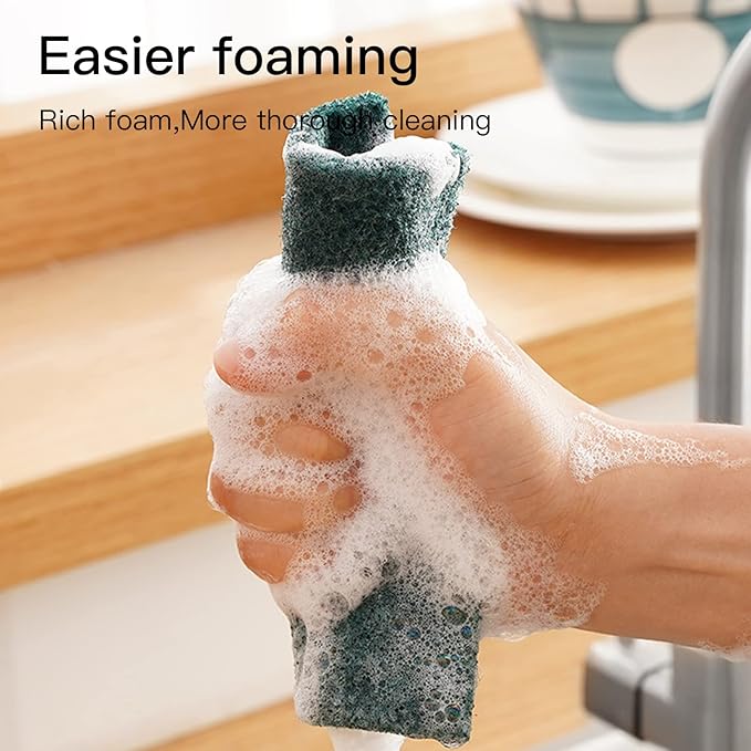 Heavy Duty Scour Pads Sponge Dish Scrubber Non-Scratch Green Reusable Household - Image 6
