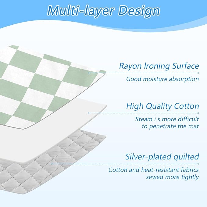 Checkered Green and White Png Ironing Mat Thickened Ironing Blanket Travel - Image 4