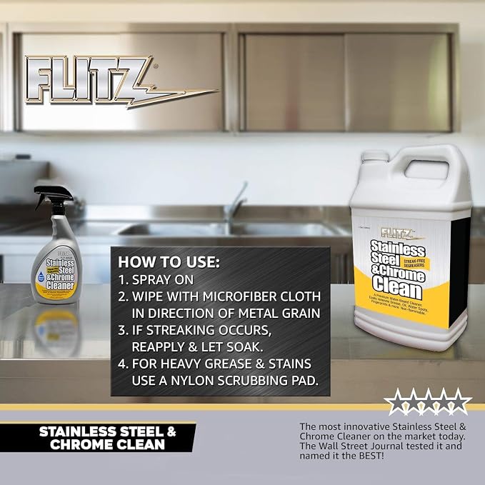 Flitz Stainless Steel & Chrome Clean - 32oz Bottle - Image 5