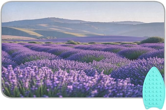 Lavender Field and Mountain Ironing Mat Thickened Ironing Blanket Travel by QwThum