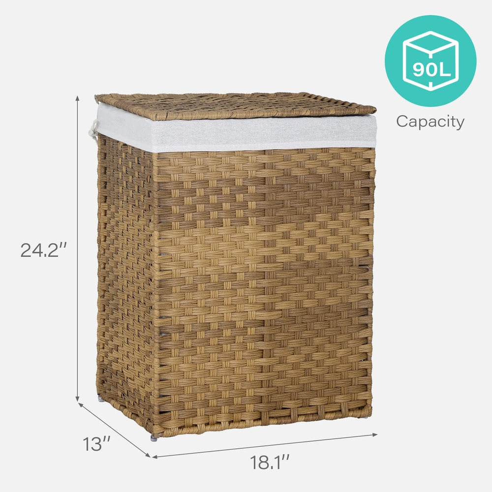 Paylesshere Laundry Basket Handwoven Laundry Hamper 90L/110L Foldable Rattan ...