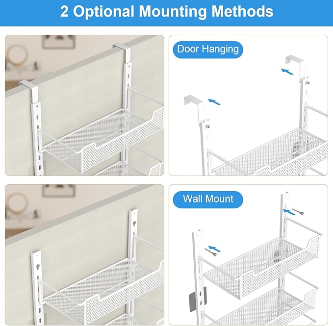 12.3" W Narrow Over the Door Pantry Organizer, 6-Tier Over the Door Organizer - Image 5