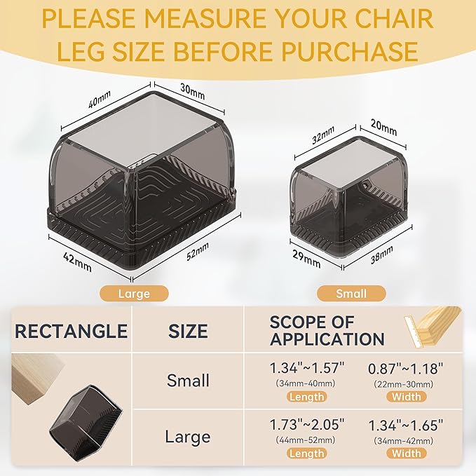 24PCS Rectangular Chair Leg Floor Protectors, Furniture Sliders, Non-Slip Felt - Image 3