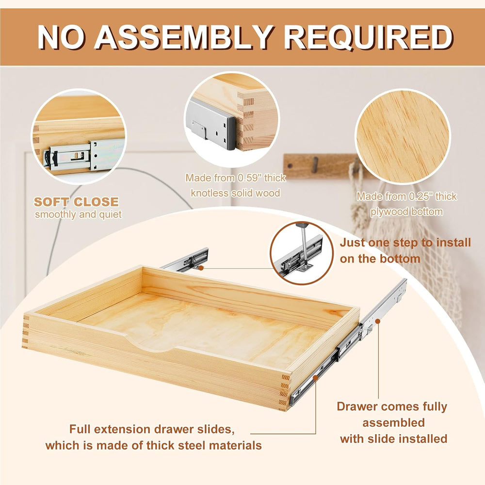 Sintuff 4 Pack Wooden Pull out Tray Cabinet Organizer, 24'' X 21'...