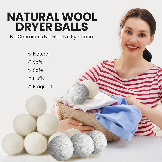 Roowest 56 Pieces Wool Dryer Balls Set 54 Reusable Wool Balls - Image 5