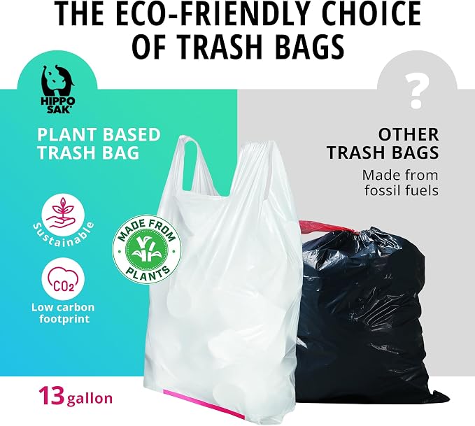 Hippo Sak - Plant Based Tall Kitchen Garbage Bags - 13 Gallon Trash Bags - - Image 2