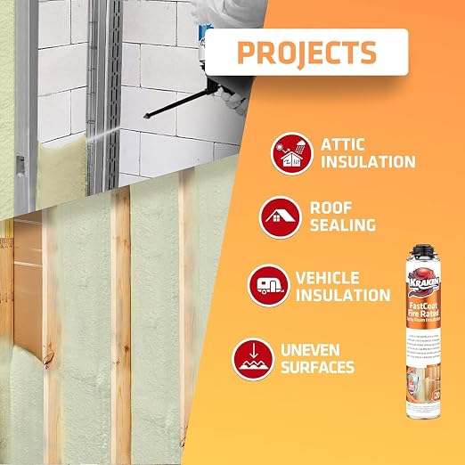 Kraken Bond Fastcoat Fire Rated Spray Foam Insulation Closed Cell Expanding Foam - Image 8