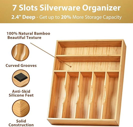 Umilife Kitchen Drawer Organizer, 12.5 Inch Silverware Utensil Tray Holder - Image 2