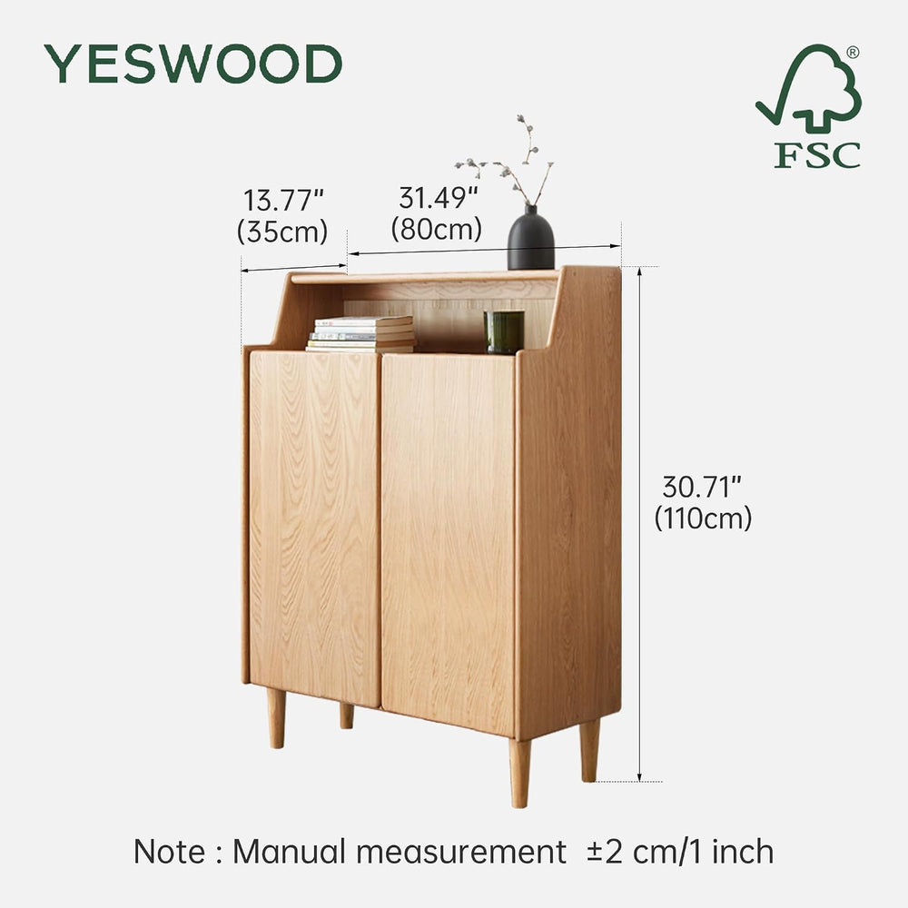 YESWOOD Solid Wood Shoe Storage Cabinet with Doors - 4-Tier Adjustable Shelve...