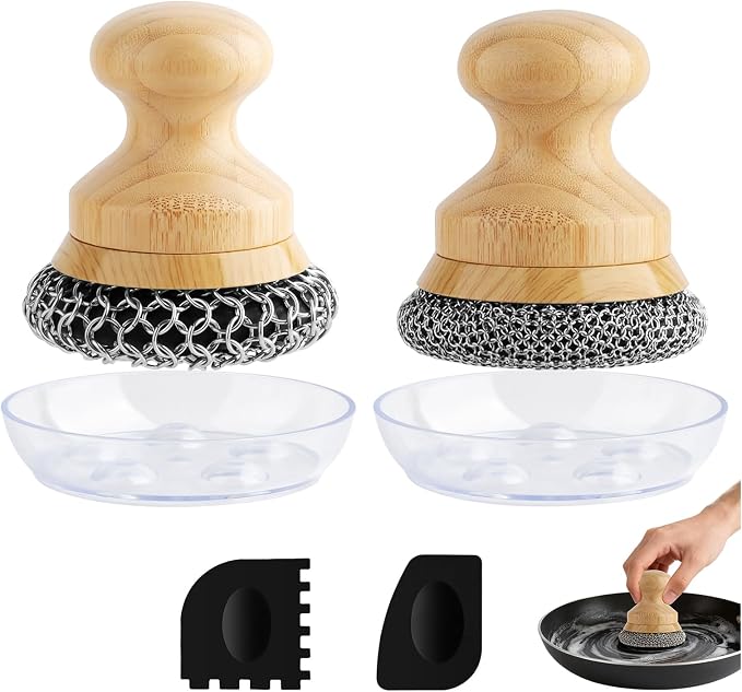 Cast Iron Scrubber and Scraper, Chain Mail Cleaner by BEEPTRUM
