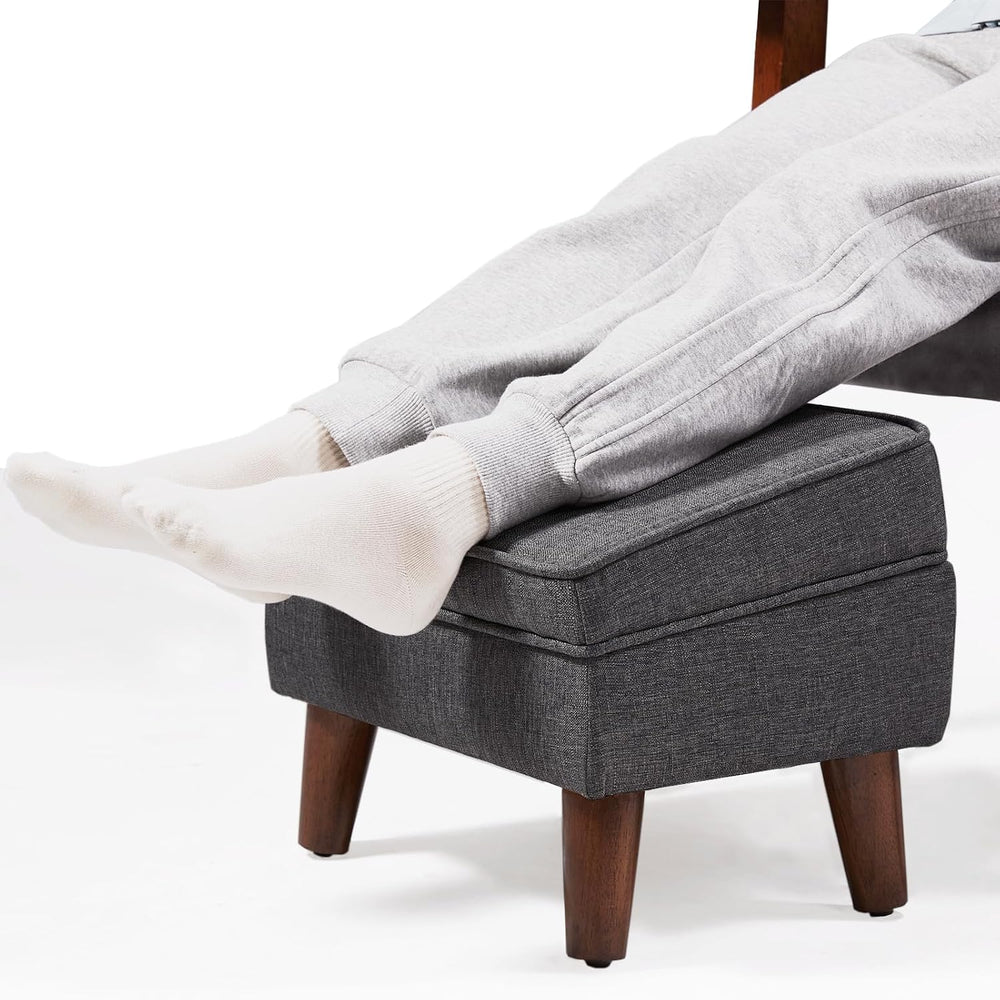 FAGAGA Small Footstool Ottoman with Adjustable Lid, Storage Ottoman