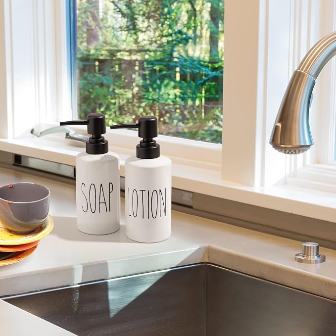 FE Soap Dispenser, 10oz Ceramic Liquid Soap Dispenser - Image 5