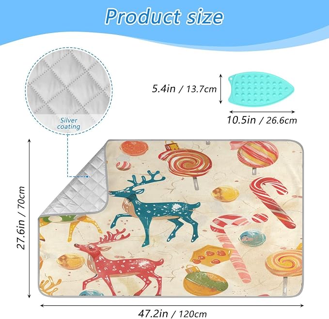 Red Deer Christmas Sweet Ironing Mat Thickened Ironing Blanket Travel Portable - Image 2