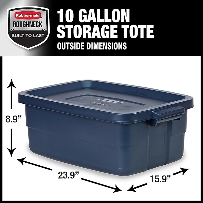 Rubbermaid Roughneck Tote 10 Gal, 8 Pack, Made in USA, Dark Indigo Metallic - Image 2