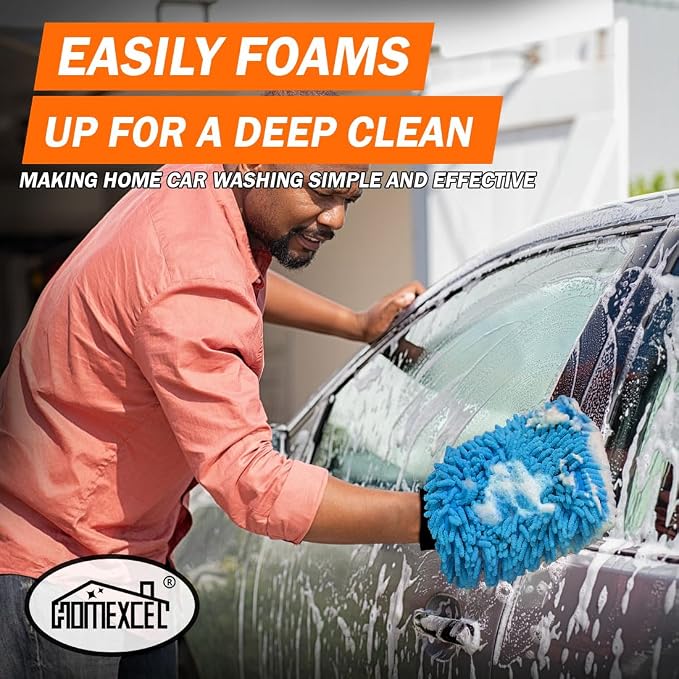 HOMEXCEL Car Wash Mitt, 2PK Chenille Microfiber Wash Mitt, Scratch-Free & - Image 4