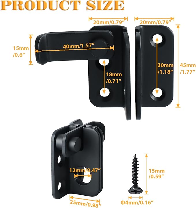 Alise Flip Latch Gate Latch Black, Shed Door Latch Barn Door Lock Shed Lock - Image 2