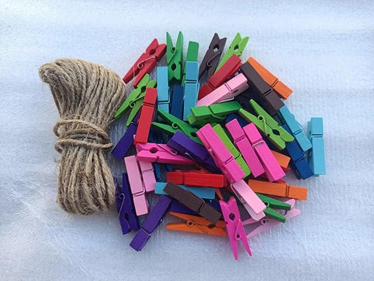Durreus Colorful Small Clothes Pins Photos String Display - Image 2
